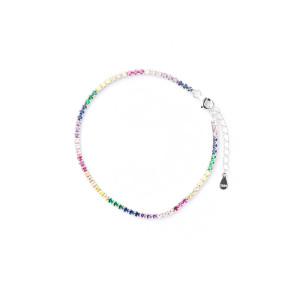 Srebrna Bransoletka z kolorowymi cyrkoniami