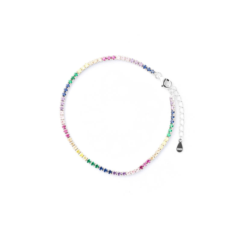 Srebrna Bransoletka z kolorowymi cyrkoniami