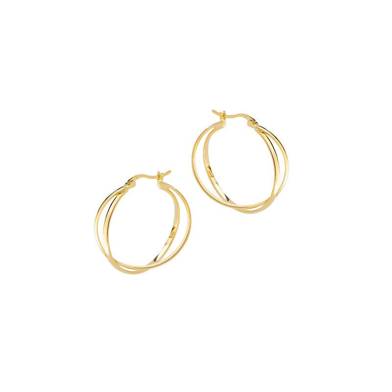 Srebrne pozłacane kolczyki 925 Podwójne Przeplatane 25mm