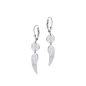 Srebrne kolczyki wiszące 925 Ażurowe Skrzydła