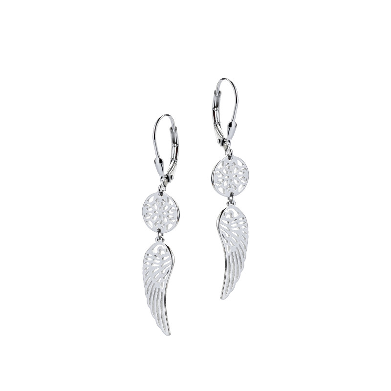 Srebrne kolczyki wiszące 925 Ażurowe Skrzydła
