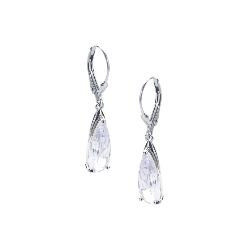 Srebrne kolczyki wiszące 925 Eleganckie biała cyrkonia