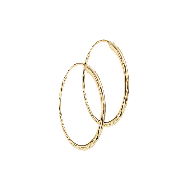 Srebrne pozłacane kolczyki 925 Koła diamentowane 25 mm