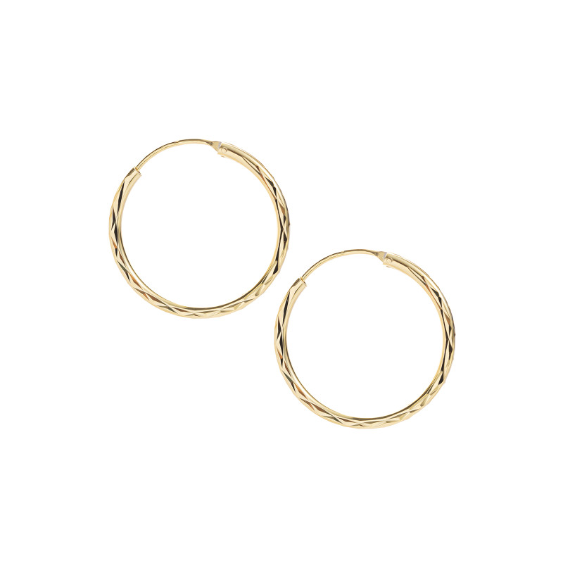 Srebrne pozłacane kolczyki 925 Koła diamentowane 25 mm