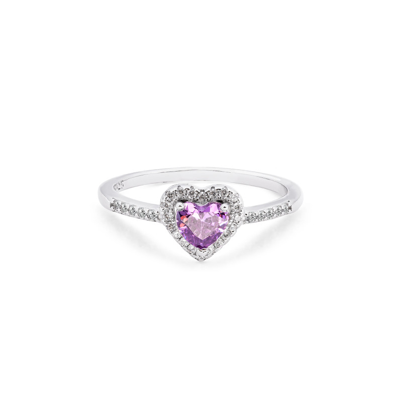 Srebrny Pierścionek 925 Purple Valentine
