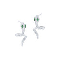Srebrne Pozłacane kolczyki 925 Żmijka Green Eyes