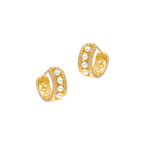 Srebrne pozłacane kolczyki 925 perełki z cyrkoniami