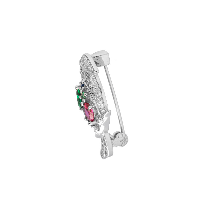 Srebrna broszka 925 Ptaszek kolorowe cyrkonie PREZENT