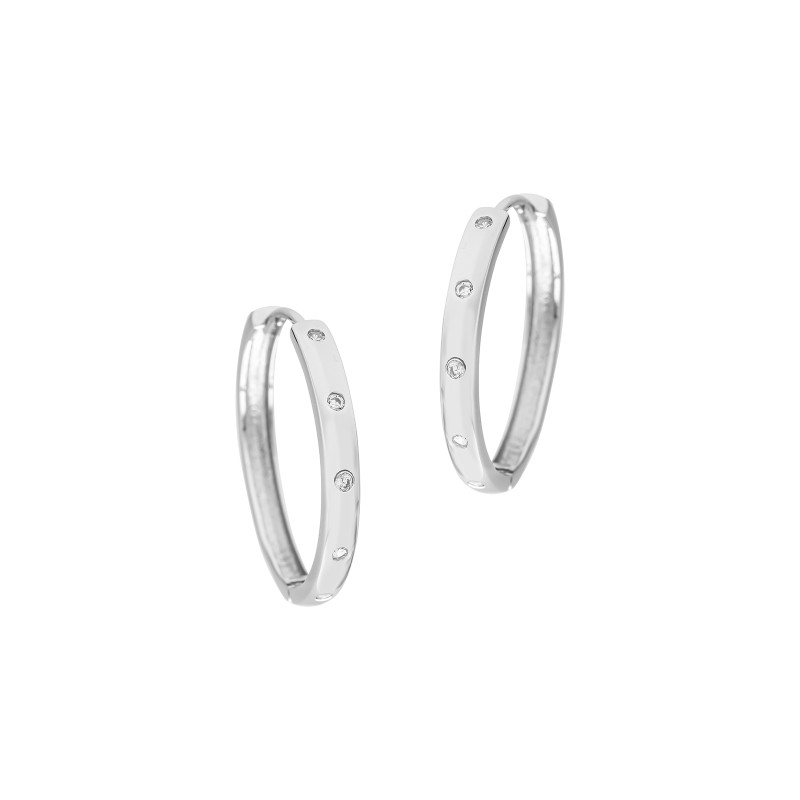 Srebrne 925 kolczyki koła z białymi cyrkoniami