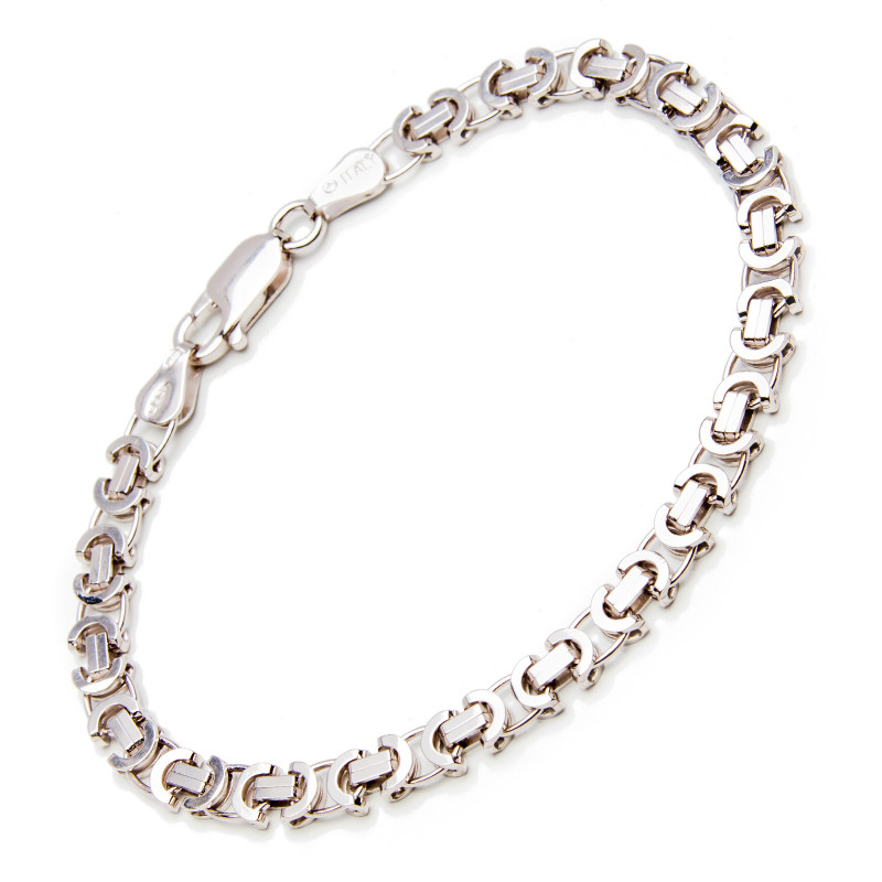 Srebrna bransoletka 925 splot Królewski płaski