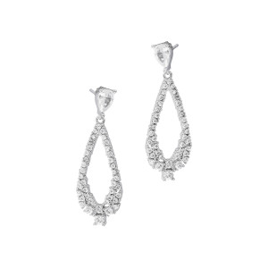 Srebrne kolczyki 925 z białymi cyrkoniami w kształcie łezki