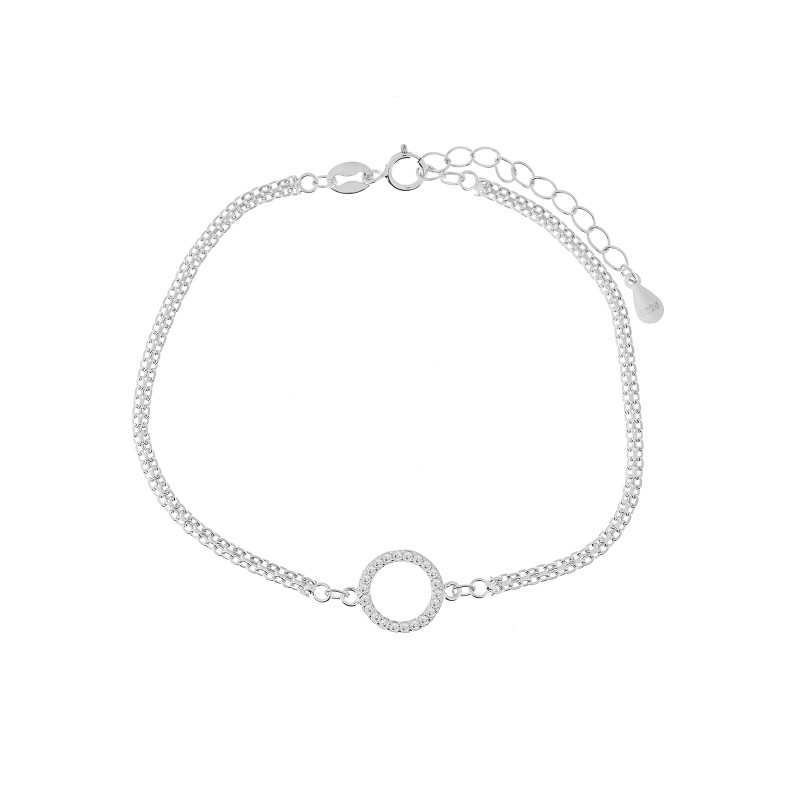 Bransoletka 925 srebrna Okrąg z Cyrkoniami