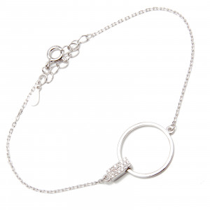 Srebrna Bransoletka damska 925 koło z cyrkoniami