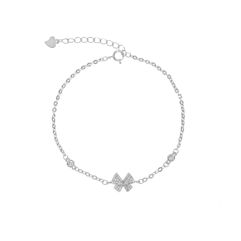 Bransoletka 925 Srebrna Błyszcząca Kokardka