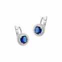 Srebrne 925 kolczyki z granatową cyrkonią i lśniącymi akcentami