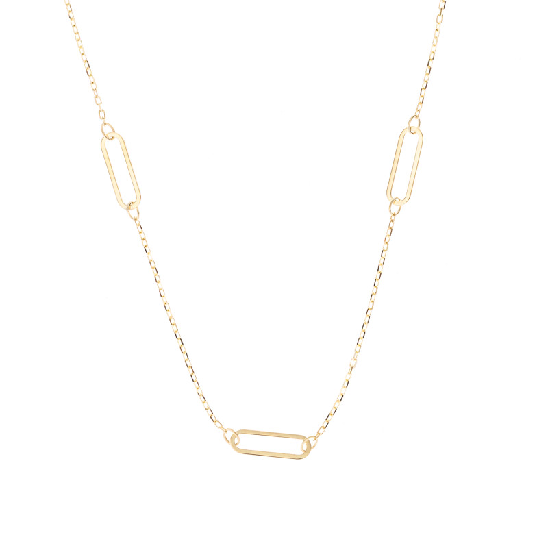 Złoty naszyjnik 585 Prostokąty celebrytka