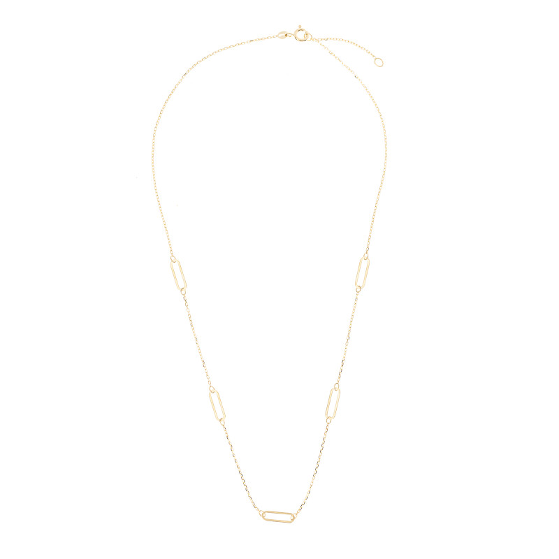Złoty naszyjnik 585 Prostokąty celebrytka