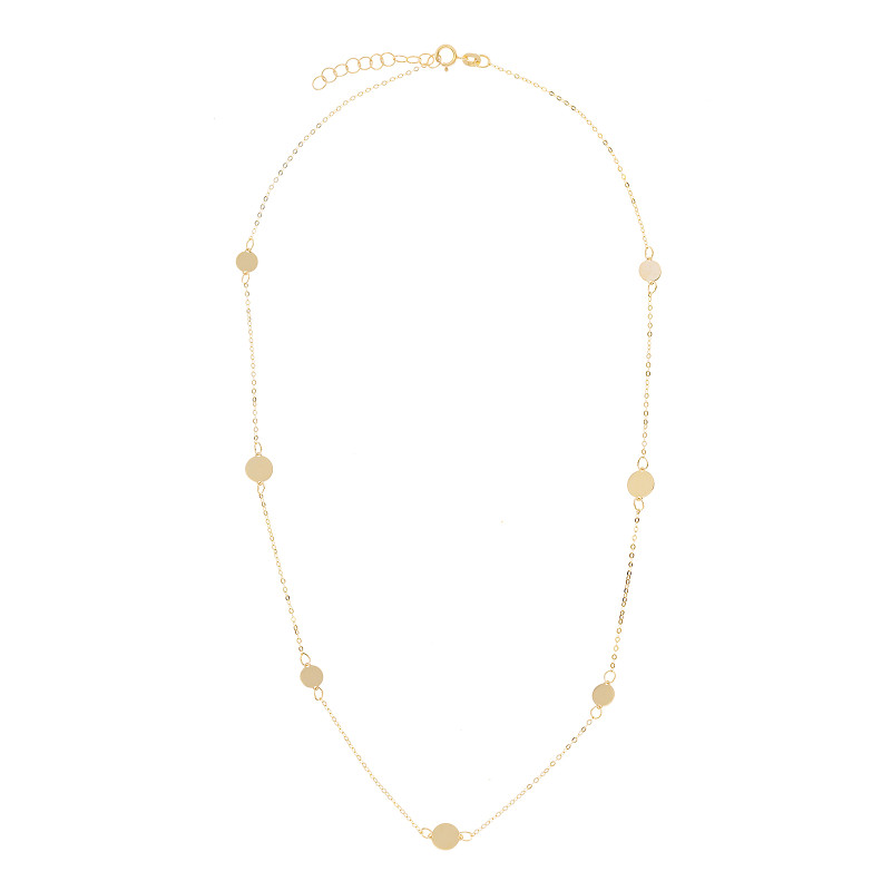 Złoty 585 naszyjnik koła blaszki