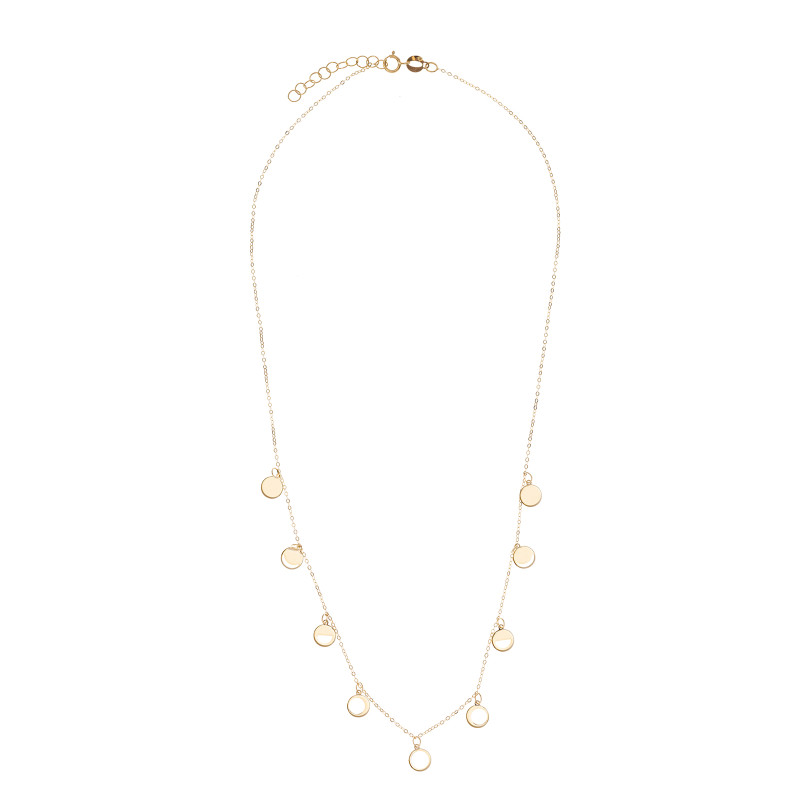 Złoty 585 naszyjnik okrągłe zawieszki