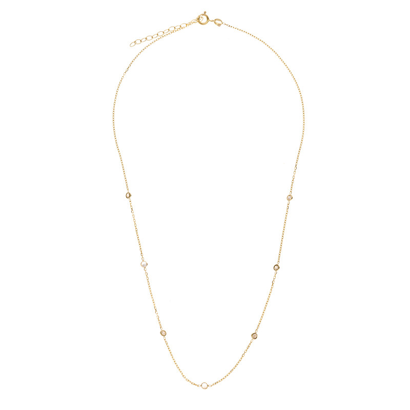 Złoty naszyjnik 585 Białe cyrkonie