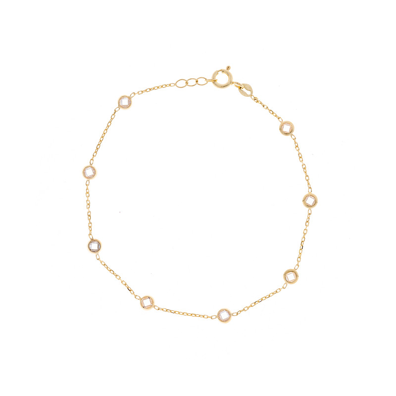 Złota bransoletka 585 z białymi cyrkoniami