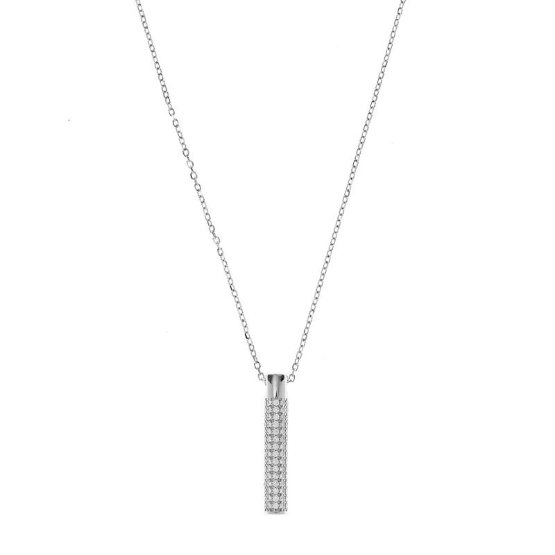 Srebrny naszyjnik 925 z wiszącym słupkiem wysadzanym cyrkoniami