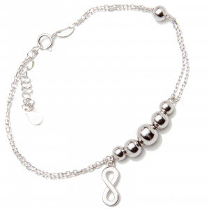 Srebrna Bransoletka damska 925 kulki nieskończoność