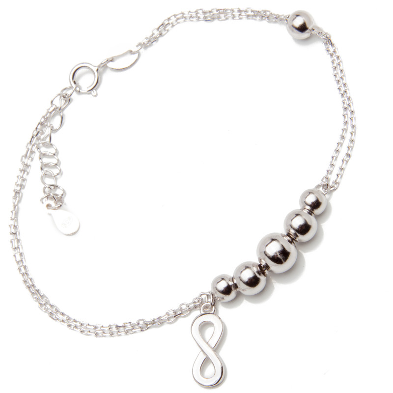 Srebrna Bransoletka damska 925 kulki nieskończoność