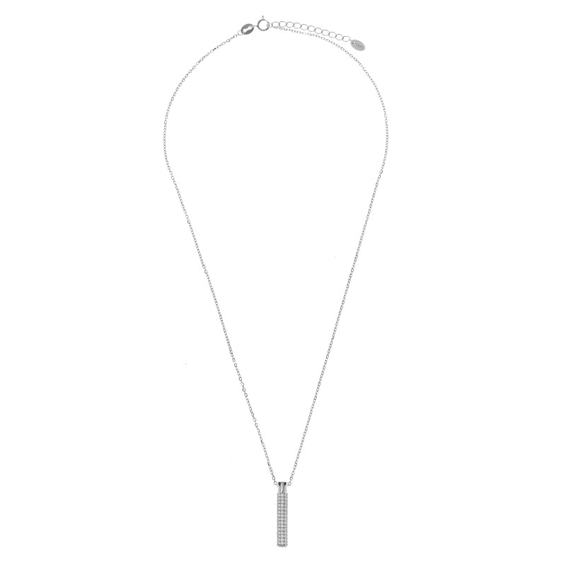 Srebrny naszyjnik 925 z wiszącym słupkiem wysadzanym cyrkoniami