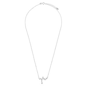 Srebrny naszyjnik 925 Linia życia z cyrkoniami i sercem