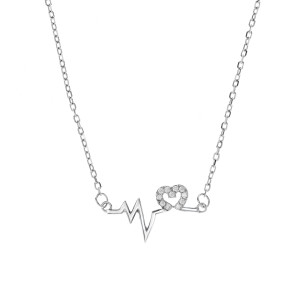 Srebrny naszyjnik 925 Linia życia z sercem