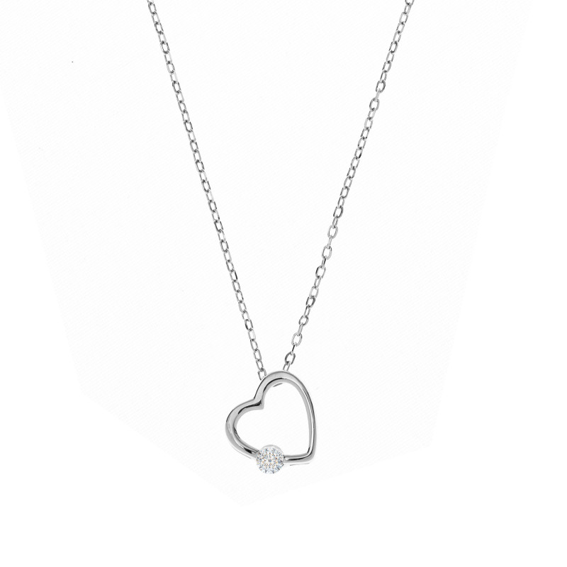 Srebrny naszyjnik 925 Serce z blaskiem