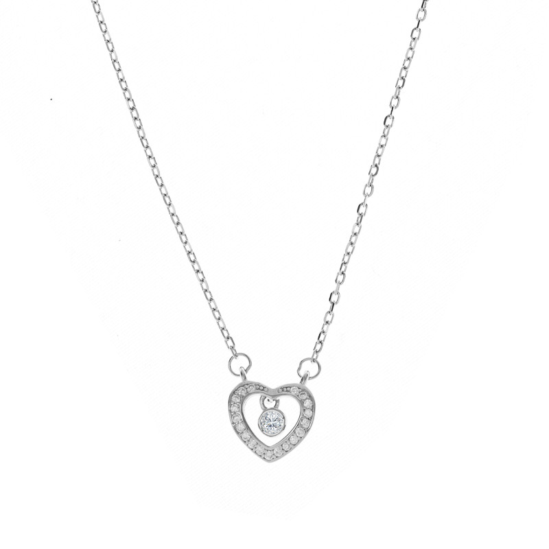 Srebrny naszyjnik 925 Serce otoczone blaskiem