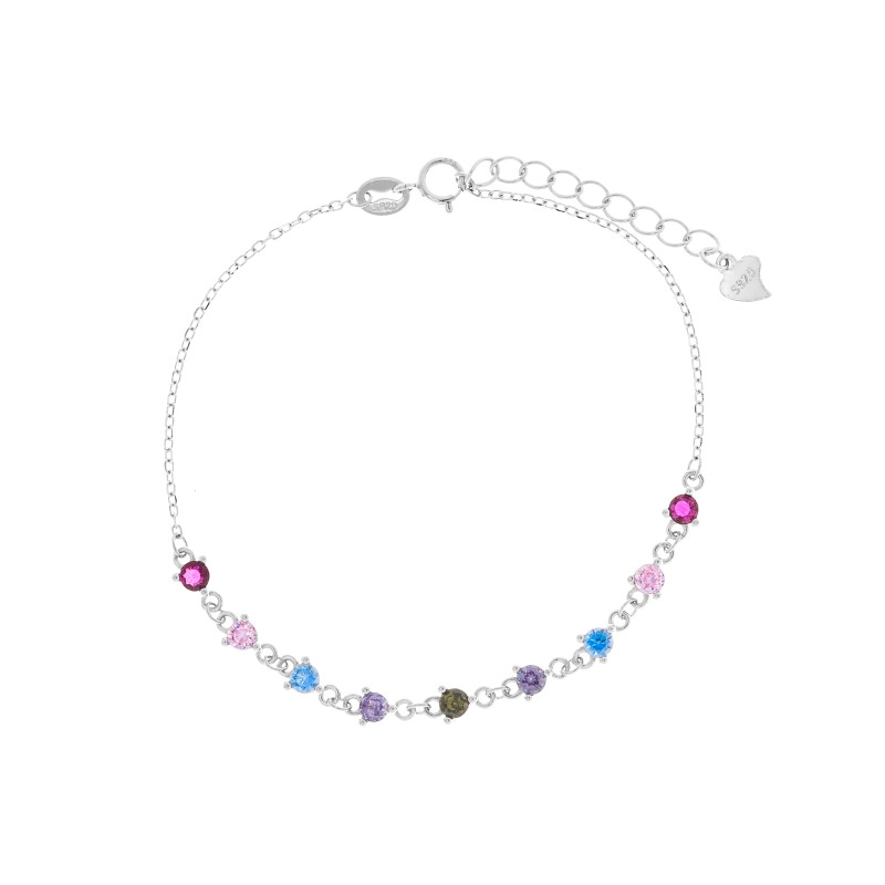 Srebrna bransoletka 925 Kolorowe Cyrkonie