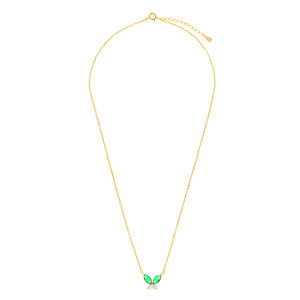 Naszyjnik srebrny pozłacany 925 Zielony Motyl