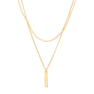 Naszyjnik srebrny pozłacany 925 Prostokątne Blaszki