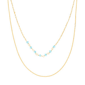 Naszyjnik srebrny pozłacany 925 Błękitne cyrkonie