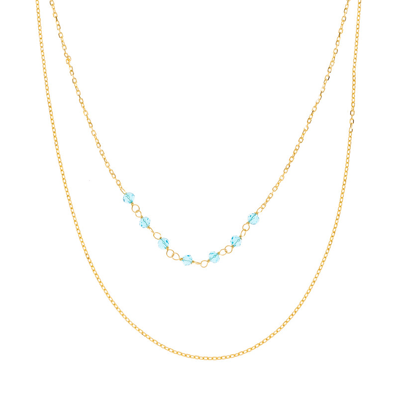 Naszyjnik srebrny pozłacany 925 Błękitne cyrkonie