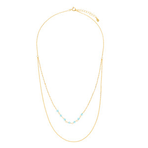 Naszyjnik srebrny pozłacany 925 Błękitne cyrkonie