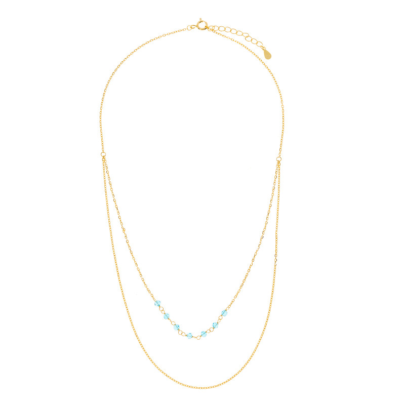 Naszyjnik srebrny pozłacany 925 Błękitne cyrkonie