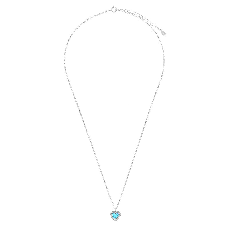 Srebrny naszyjnik 925 Błękitne Serce Promise