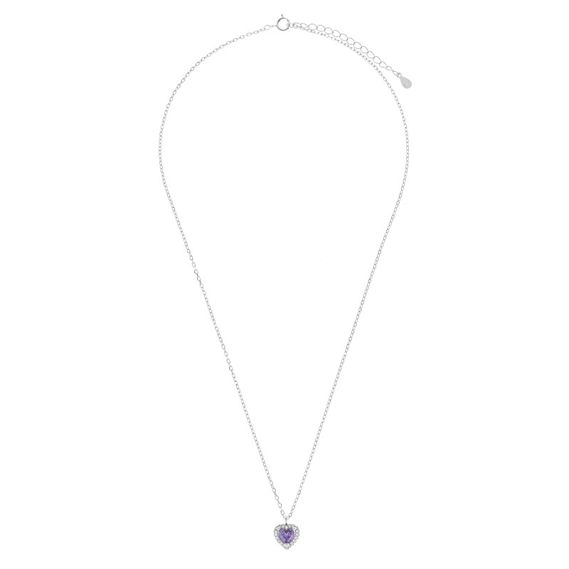 Srebrny naszyjnik 925 Fioletowe Serce Promise