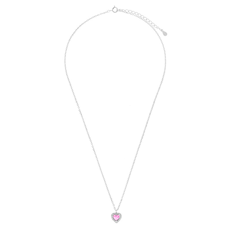 Srebrny naszyjnik 925 Różowe Serce Promise