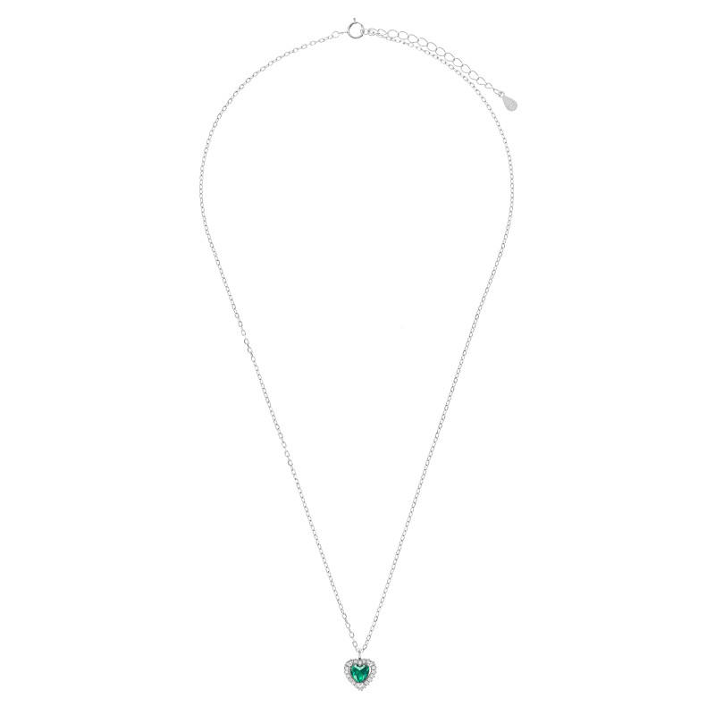 Srebrny naszyjnik 925 Zielone Serce Promise