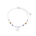 Srebrna bransoletka 925 Okręgi Kolorowe Kamyki