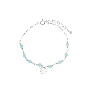 Srebrna bransoletka 925 Serce Turkus