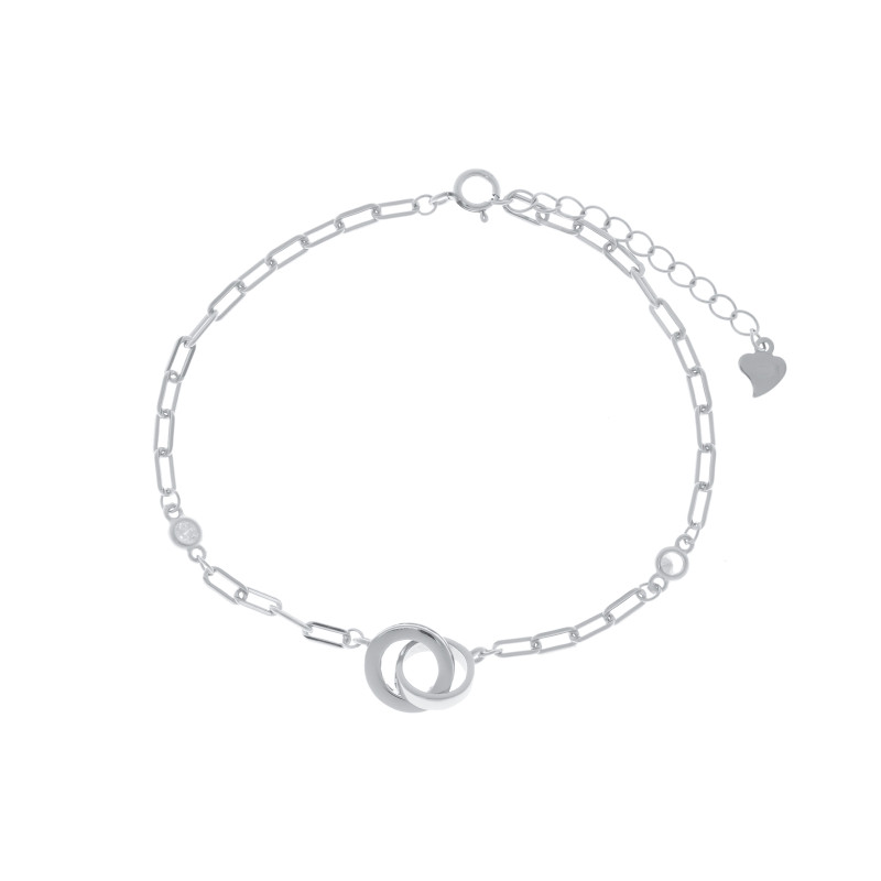 Srebrna Bransoletka 925 Połączone Obrączki