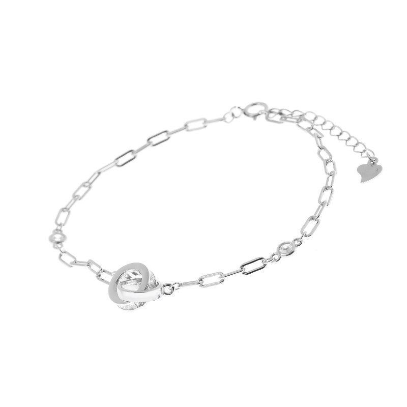 Srebrna Bransoletka 925 Połączone Obrączki