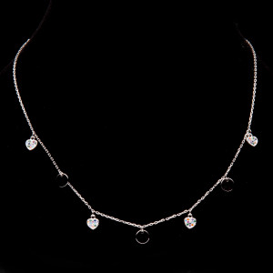 Srebrny naszyjnik kolorowe serduszka z kołami