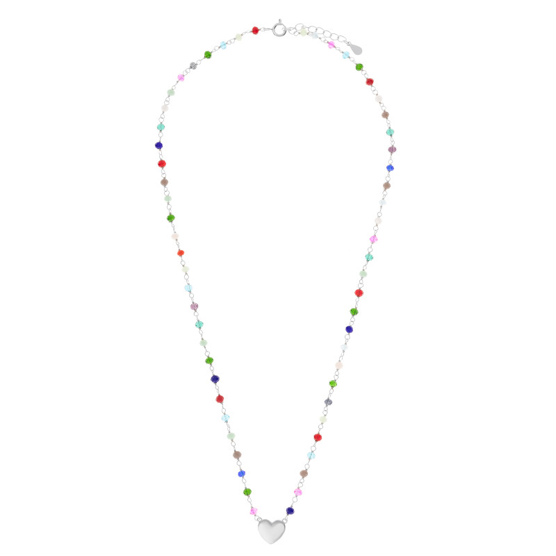 Naszyjnik srebrny 925 Serce Kolorowe Kulki